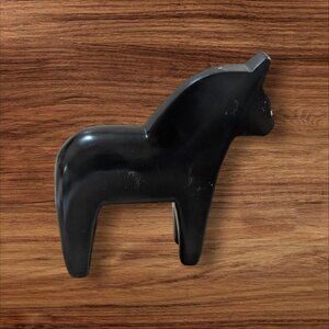 Ikea Black Wooden Horse Figurine statue Large 11"x 9.5" Swedish